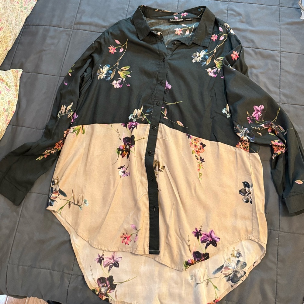 Tolani Multicolor Floral Button-Down Shirt